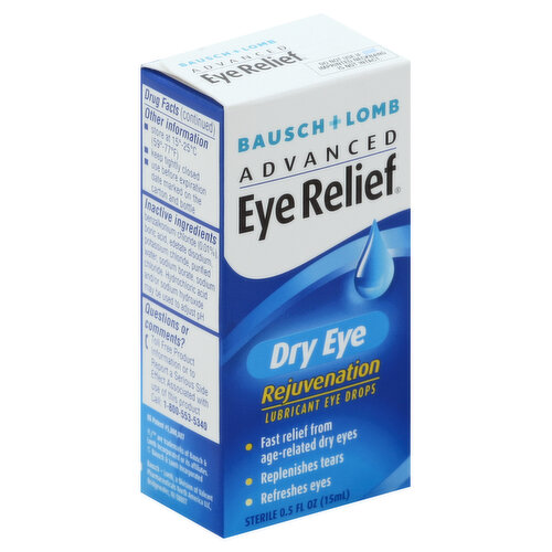 Other Information: Store at 59 degrees -77 degrees F (15 degrees -25 degrees C). Keep tightly closed. Used before expiration date marked on the carton and bottle. Misc: Fast relief from age-related dry eyes. Replenishes tears. Refreshes eyes. Effectively moisturizes dry eyes. Soothes, refreshes and comforts irritated eyes. Safe and gentle enough to use as often as needed. 100% satisfaction guaranteed. See inside of carton for details. Questions or comments? Toll free product information or to report a serious side effect associated with use of this product call: 1-800-553-5340.