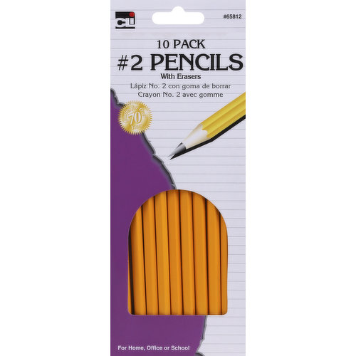 Quality for over 70 years. For home, office or school. CLI No. 2 Pencils Feature: Bonded lead reduces breakage. Non-toxic yellow finish. Aluminum ferrule with pink eraser. Charles Leonard products mean quality. Be sure to ask for additional Charles Leonard Products. www.charlesleonard.com. Made in China.