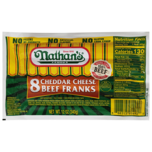 Nathan's Beef Franks, Cheddar Cheese