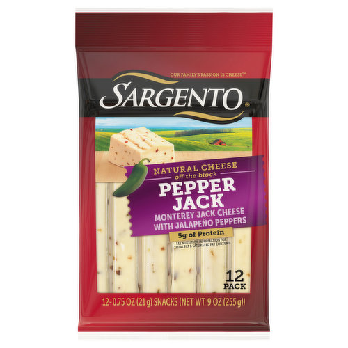 Sargento Cheese, Pepper Jack, Natural