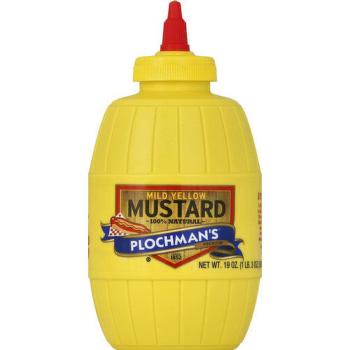 100% natural. Since 1852. Contains no MSG/Gluten free. Visit plochman.com for recipes and more information. Questions or comments? Call 800-843-4566. The best mustard 'round. A True Original: In 1883, Moritz Plochman pledged to make first-class mustards only. From creating the classic squeeze barrel back in the 1950s to adding new varieties over the years, we've remained committed to making the best mustard 'round. Find ideas and recipes at plochman.com. Made in USA.