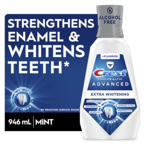 Crest Pro Health Advanced Pro-Health Advanced Mouthwash, Alcohol Free, Extra Whitening, Energizing Mint Flavor, 946