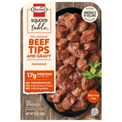 Since 1891. Square table No preservatives. No artificial ingredients. Fully cooked microwaveable. Refrigerated. America's no 1 selling meat entree brand (Based on latest 52-week IRI data).