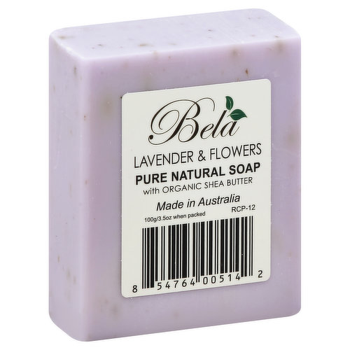 Bela Soap, Pure Natural, with Organic Shea Butter, Lavender & Flowers