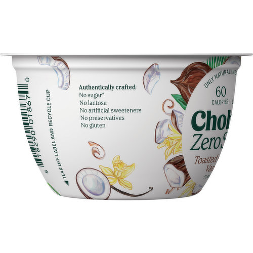Chobani Yogurt, Zero Sugar, Toasted Coconut Vanilla Flavor