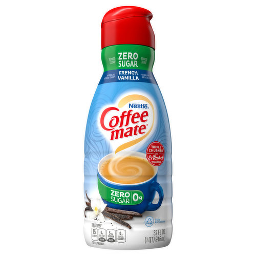 Coffee-Mate Coffee Creamer, Non-Dairy, Zero Sugar, French Vanilla