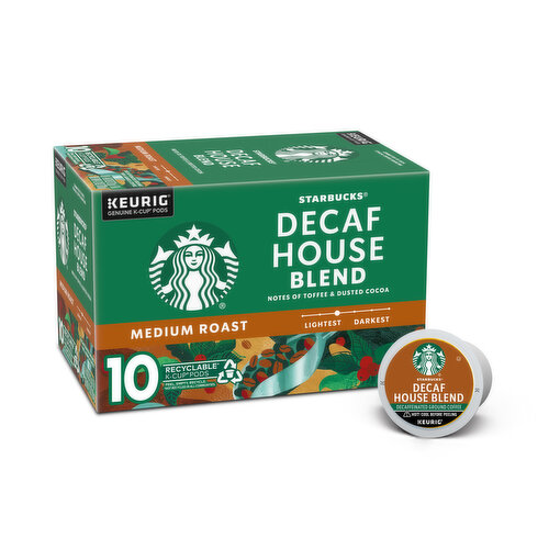 Starbucks K-Cup Coffee Pods, Decaf House Blend, Medium Roast