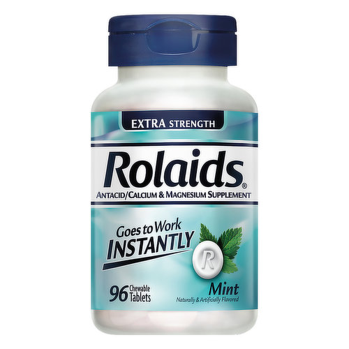 Rolaids Antacid/Calcium & Magnesium Supplement, Extra Strength, Tablets, Mint