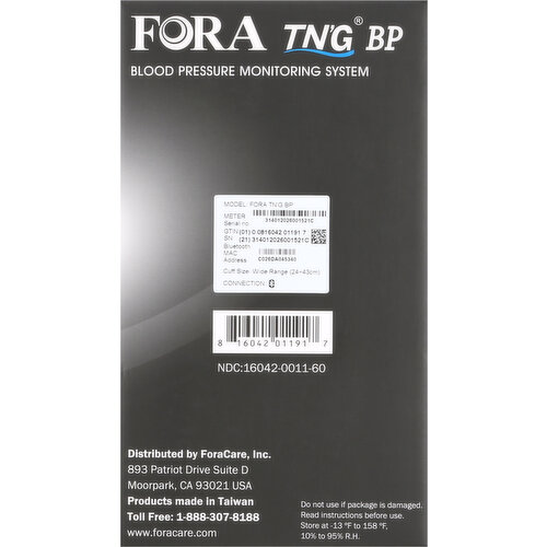 Fora Test N'Go Wireless Bluetooth Upper Arm Blood Pressure Monitor