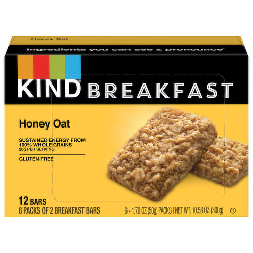 Kind Breakfast Bars, Honey Oat, 6 Pack