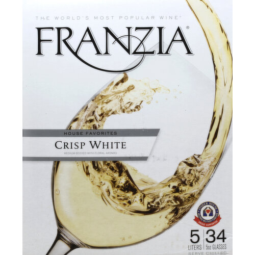 Table wine with natural flavors.The World's most popular wine. A new beginning - Teresa Franzia, my grandmother, planted her first vineyard along the road to Yosemite in 1906. Her family survived Prohibition by selling these grapes to home winemakers back East. When Prohibition ended, my father and his six brothers and sisters rebuilt the winery brick by brick, barrel by barrel - everyone pitched in. After the war, my uncle's new advertising slogan, Make Friends with Franzia, introduced a new generation to wine. As we enter our second century of winemaking, we strive to uphold Teresa's legacy of quality, freshness and value. Not just by winning competitions around the world, but more importantly, by helping to bring the enjoyment of good wine to your home each night. The World's most popular wine is also the World's most cost and carbon efficient wine. We are proud of what we are doing and we plan to do more. Smaller Carbon Footprint: 50% more carbon efficient than 750 ml glass bottles. Lighter than heavy glass bottles, Franzia WineTaps require fewer trucks to deliver the same amount of wine resulting in less emissions, less pollution, less cost and less greenhouse gases. Significantly Less Packaging Waste: Franzia WineTaps dramatically reduce the environmental burden of excess packaging by creating 85% less waste than traditional glass. Fresh Taste: This award-winning wine stays fresh to the last glass, even after the package has been opened, because Franzia's patented spout and unique inner pouch prevent the oxidation that occurs in half empty wine-in-bottles. Enjoy for at least 6 weeks after opening. Alc. 9% by volume. Packed by Franzia Vineyards, Ripon and Cutler, CA.