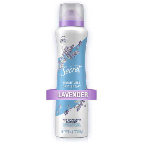 Secret Weightless Secret Dry Spray Antiperspirant Deodorant, Relaxing Lavender, 4.1 oz.