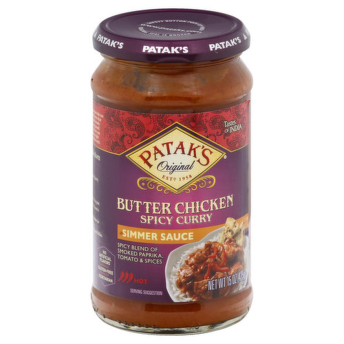 Pataks Simmer Sauce, Butter Chicken Spicy Curry, Hot
