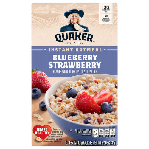 Quaker Oatmeal, Blueberry Strawberry, Instant