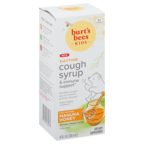 Burt's Bees Kids Cough Syrup, Manuka Honey, Daytime, Natural Grape Flavor, 1+ Years