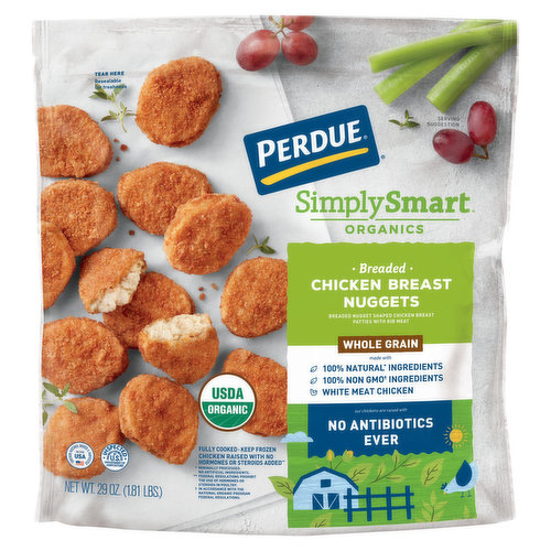 Perdue SimplySmart Organics Chicken Breast Nuggets, Whole Grain, Breaded