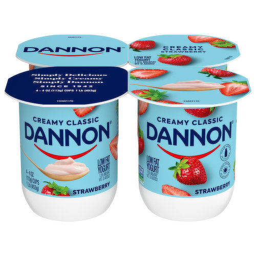 Dannon Yogurt, Low Fat, Strawberry, Creamy Classic