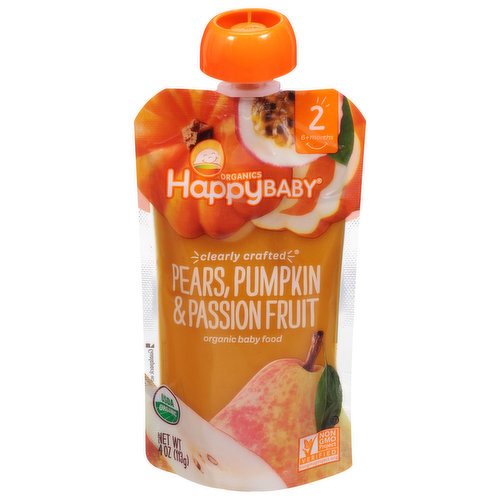 HappyBaby Organics Baby Food, Organic, Pears, Pumpkin & Passion Fruit, 2 (6+ Months)