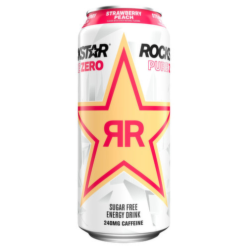 Rockstar Energy Drink, Strawberry Peach, Pure Zero