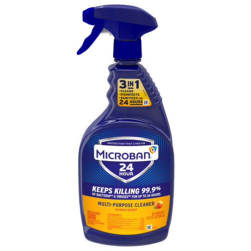 Microban Multi-Purpose Cleaner, Citrus Scent, 24 Hour, 3 in 1