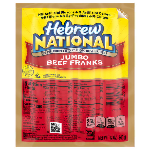 Hebrew National Beef Franks, Jumbo