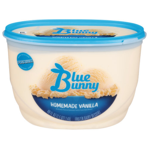 Blue Bunny Frozen Dairy Dessert, Homemade Vanilla, Premium