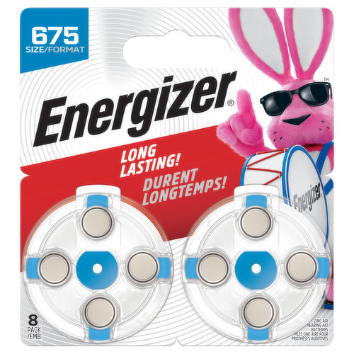 Energizer Batteries, Hearing Aid, Zinc Air, Size 675