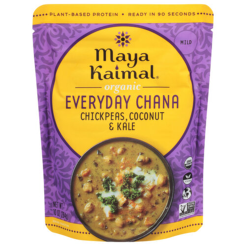 Plant-based protein. Ready in 90 seconds. When I crave Indian comfort food, this deliciously warming curry hits the spot. Tender chickpeas, kale and carrots layered with tropical coconut, bright turmeric and fragrant spices are slow-simmered, so you taste all the savory goodness. Chana, the Indian word for chickpea, is a protein-rich bean cultivated in tan and black varieties. Chana curries are a soul-satisfying go-to in India. I bring a fresh perspective to my delicious heritage, inviting you to experience the beautiful complexity of Indian food and share it with the people you love. Maya Kaimal, Julia child award-winning cookbook author. Separation is natural.