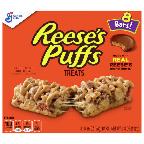 Reese's Puffs Treat Bars, Peanut Butter and Cocoa