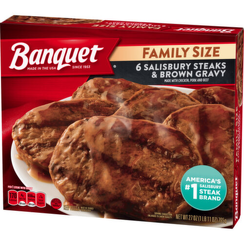 Banquet Family Size Frozen Salisbury Steaks & Brown Gravy