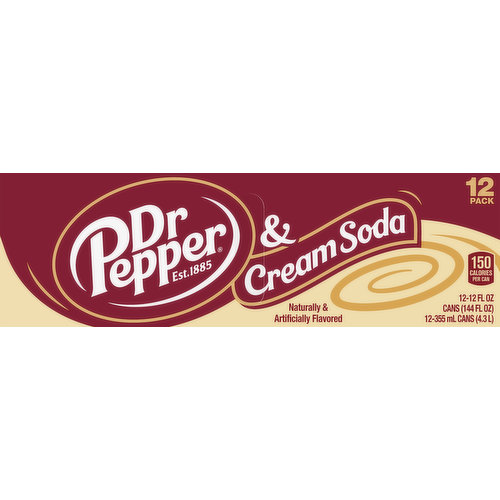 Dr Pepper Soda, 12 fl oz cans, 12 pack