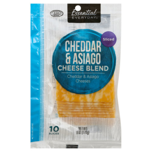 Essential Everyday Cheese Blend, Cheddar & Asiago, Sliced