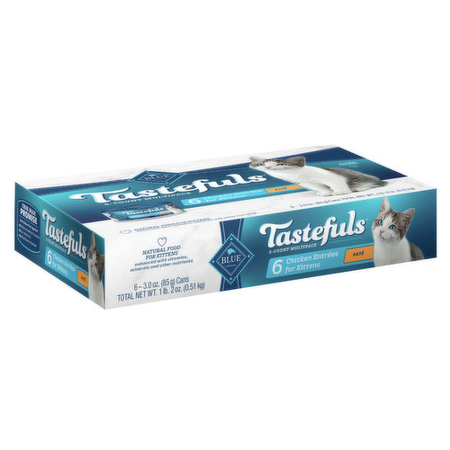 Blue Buffalo BLUE Tastefuls Natural Kitten Pate Wet Cat Food Multi-Pack, Chicken Entrée