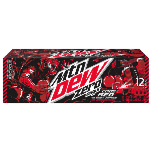 Mtn Dew Soda, Zero Sugar, Code Red