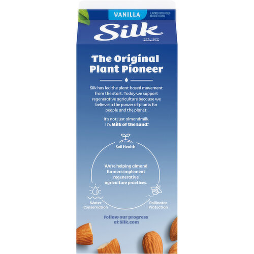Silk Silk Almond Milk, Vanilla, Dairy Free, Gluten Free, Seriously Creamy Vegan Milk with 50% More Calcium than Dairy Milk, 64 FL OZ Half Gallon