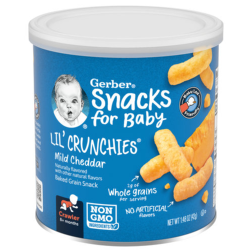 Gerber Snacks for Baby Baked Grain Snack, Mild Cheddar, Lil' Crunchies, Crawler (8+ Months)