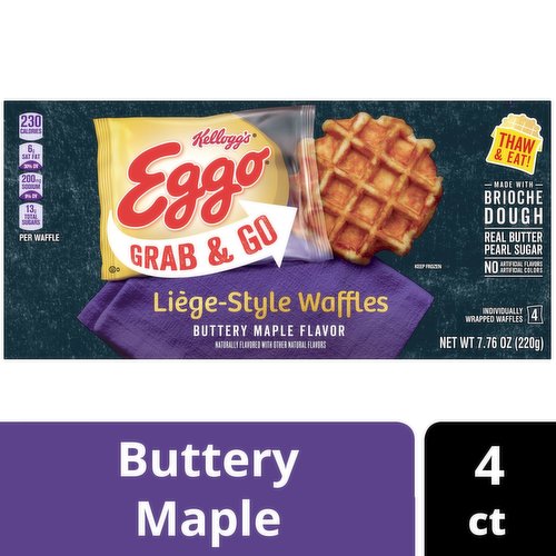 Eggo Frozen Liege-Style Waffles, Buttery Maple