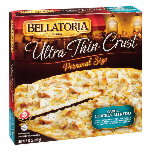 Bellatoria Pizza Pizza, Ultra Thin Crust, Garlic Chicken Alfredo, Personal Size