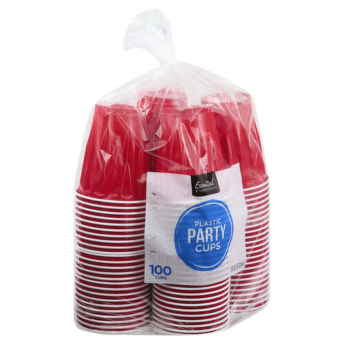 Disposable Party Plastic Cups [100 Pack - 18 Oz.] Red Drinking Cups