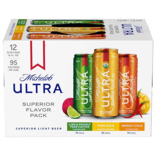 Michelob Ultra Beer, Superior Light, 12 Pack - 12 pack, 12 fl oz cans