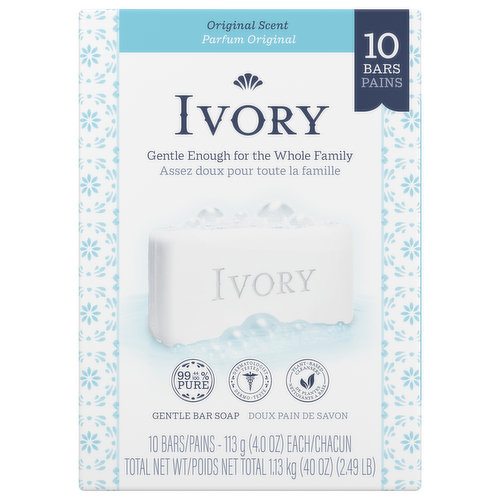 Ivory Gentle Bar Soap, Original Scent