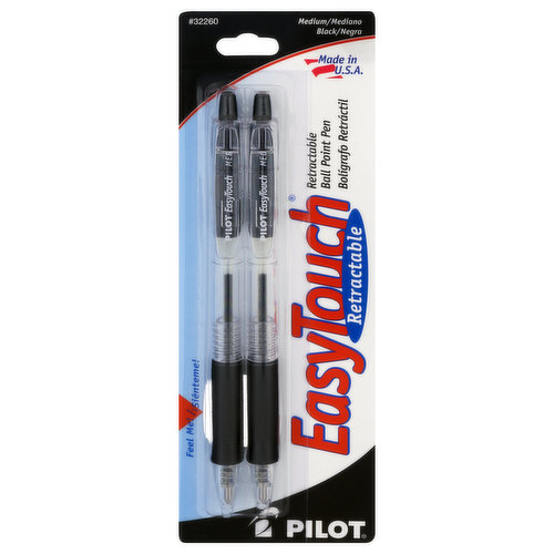 EasyTouch Ball Point Pen, Retractable, Black, Medium