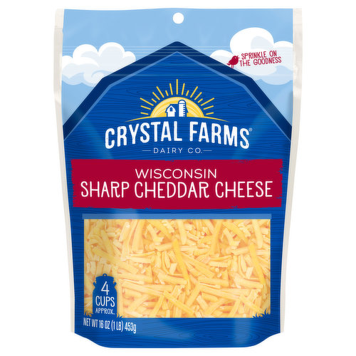 Crystal Farms Cheese, Sharp Cheddar, Wisconsin