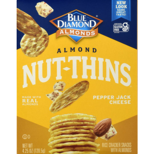 Blue Diamond Rice Crackers Snacks with Almonds, Pepper Jack Cheese