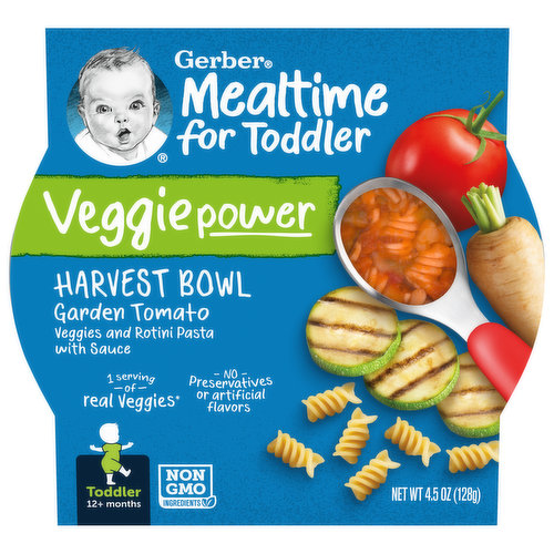 Gerber Mealtime for Toddler Harvest Bowl, Garden Tomato, Veggie Power, Toddler (12+ Months)
