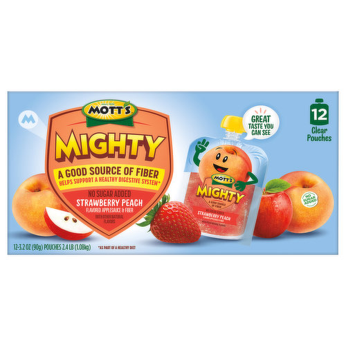 Mott's Mighty Applesauce & Fiber, Strawberry Peach Flavored