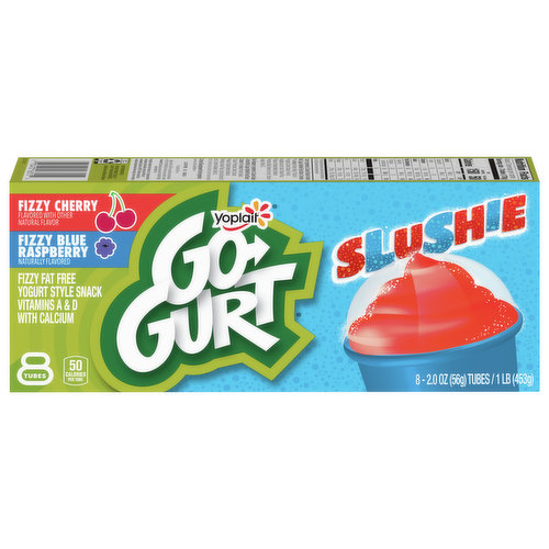 Go-Gurt Slushie Yogurt, Fat Free, Fizzy Cherry/Fizzy Blue Raspberry