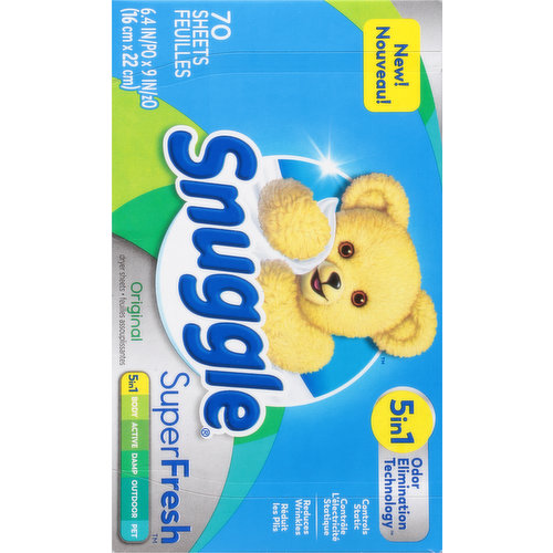  Snuggle Plus SuperFresh Fabric Softener Dryer Sheets with  Static Control and Odor Eliminating Technology, Original, 200 Count :  Health & Household