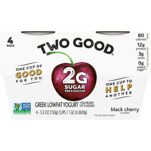 Two Good Sons Black Cherry, Greek Yogurt, Lowfat, 4 Pack