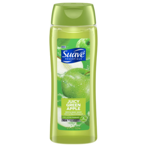Suave Essentials Body Wash, Gentle, Juicy Green Apple